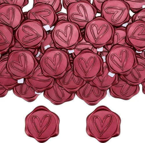 Miniatura 28 de Yoption Pegatinas de sello de cera de eucalipto, paquete de 50 pegatinas de sello de sobre autoadhesivas doradas antiguas para boda, fiesta