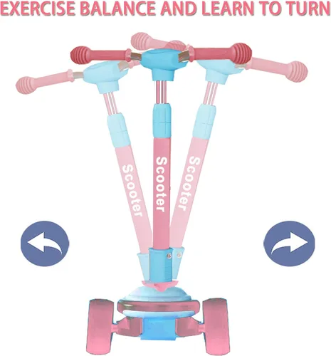 Miniatura 5 de Patinete plegable para niños de 3 a 12 años, 5 alturas ajustables con 3 ruedas de luz LED, actividades al aire libre para niños y niñas, carga Rosa