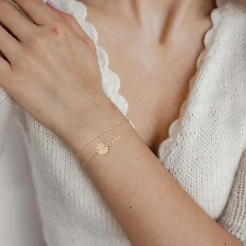 Miniatura 5 de MONOZO - Pulseras con iniciales para mujeres y niñas, delicadas con cuentas de oro de 14 quilates, personalizadas, 26 letras del alfabeto