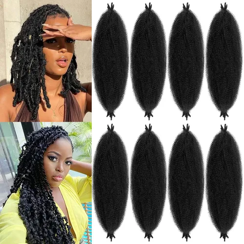 Miniatura 11 de Cabello Spring Twist Pre-Esponjado Color 4 Cabello Afro de Giros Elásticos 8 Paquetes Cabello Marrón Marley Twist para Trenzado para Locs de Marrón