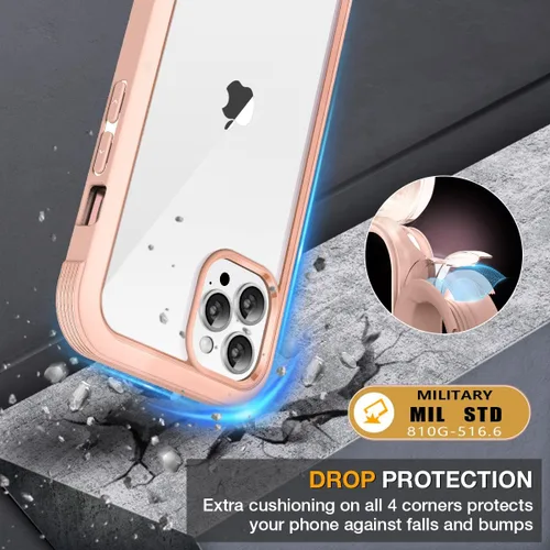Miniatura 5 de Miracase Funda de vidrio para iPhone 13 Pro Max de 6.7 pulgadas, funda transparente de cuerpo completo con protector de pantalla de vidrio templado