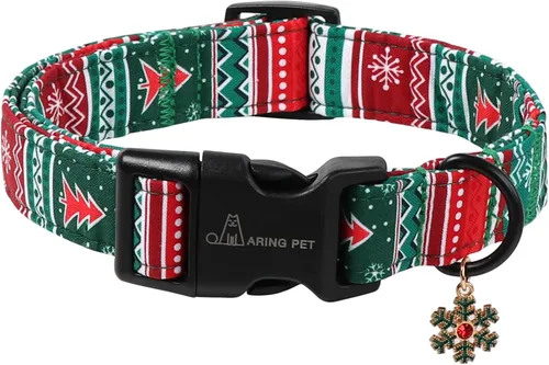 Miniatura 13 de ARING PET Collar de Navidad para perros, lindos collares de mascotas a cuadros rojos y negros con hebilla de liberación rápida para cachorros
