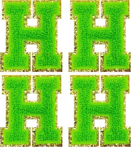 Miniatura 35 de Jongdari Letras termo-adhesivas de felpilla para ropa, parches de letras del alfabeto con brillantina para coser, con adhesivo planchado, 4 Blanco