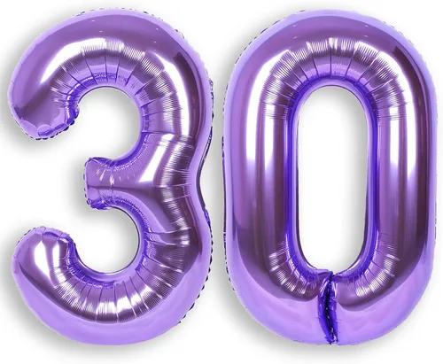 Miniatura 17 de Globo de número 0 de 40 pulgadas de RainbowQ Party, grande, color púrpura, para niños o niñas, números del 0 al 9, de papel de aluminio y Mylar