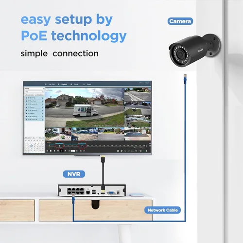 Miniatura 2 de Sistema de cámaras de seguridad PoE 4K, 8X 8MP Cámaras IP PoE al aire libre con cable para vigilancia en el hogar con detección AI de humanos y Negro
