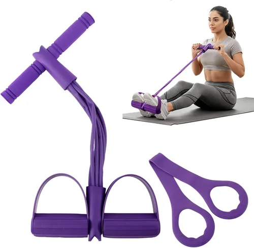 Miniatura 3 de 21 bandas de resistencia de fitness con tirador de tobillo de pedal, equipo de entrenamiento de fuerza de cuerpo completo para gimnasio en casa