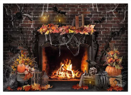 Miniatura 7 de Avezano Telón de fondo gótico para fotografía de chimenea de Halloween, fiesta de Halloween, decoración de fiesta de Halloween, accesorios de sesión