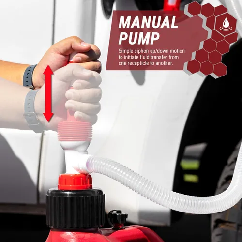 Miniatura 6 de TERA PUMP TRM20-XL - Bomba manual de transferencia de combustible para latas de carreras, bomba sifón manual para latas Jerry, manguera de salida
