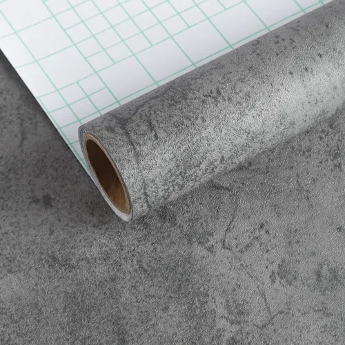 Miniatura 6 de JSEVEM Papel tapiz de hormigón gris azul extra grueso de 24"×197" impermeable despegar y pegar, papel de contacto de hormigón gris vinilo mate