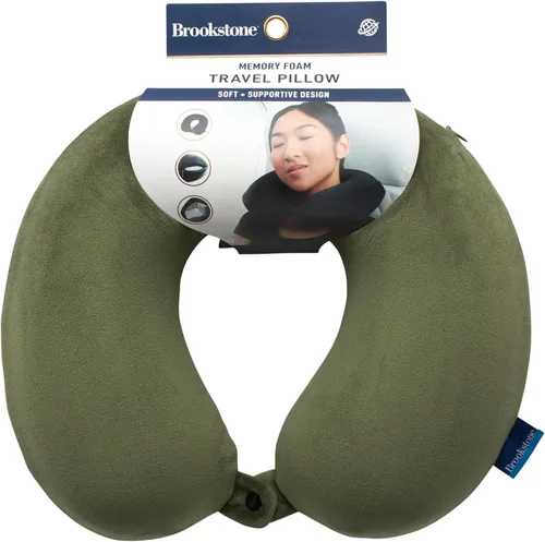 Miniatura 11 de Brookstone Almohada de viaje para el cuello - Funda de forro polar ligera en forma de U rellenable con espuma viscoelástica para viajes y soporte
