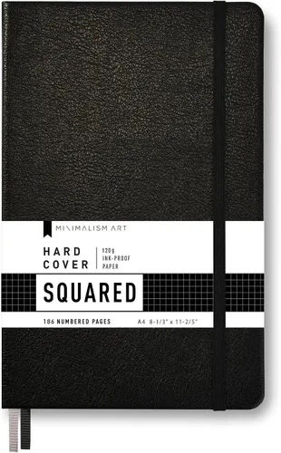 Miniatura 9 de Minimalism Art, Premium Hard Cover Notebook Journal, X-Large Size, Master A4 8.3" x 11.4", 186 Numbered Pages, Gusseted Pocket, Ribbon Bookmark