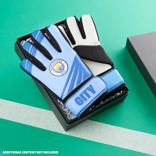 Miniatura 2 de Manchester City FC Guantes de portero para niños, talla 7, diseño acolchado antideslizante azul