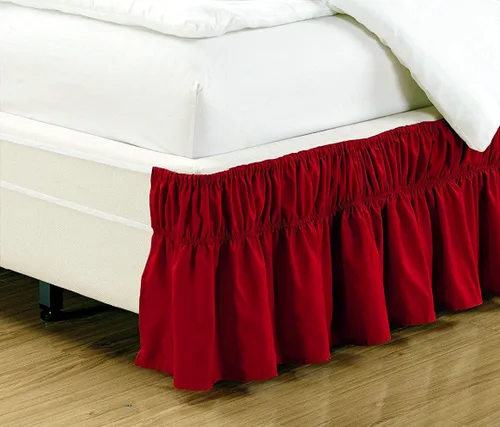 Miniatura 9 de Funda fruncida para cama de Fancy Collection para envolver faldón de cama elástico con caída de 17", nueva, fácil de instalar