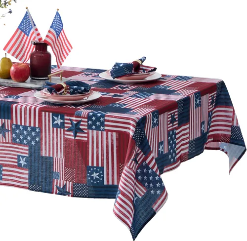 Miniatura 9 de Newbridge Servilletas de tela con bandera patriótica roja, blanca y azul, juego de 8 Americana, Interior Exterior, Resistente a las Manchas, Rojo