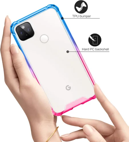 Miniatura 2 de Funda para Google Pixel 5, funda transparente con bonito degradado para teléfono, TPU reforzado, parte trasera de policarbonato duro, funda