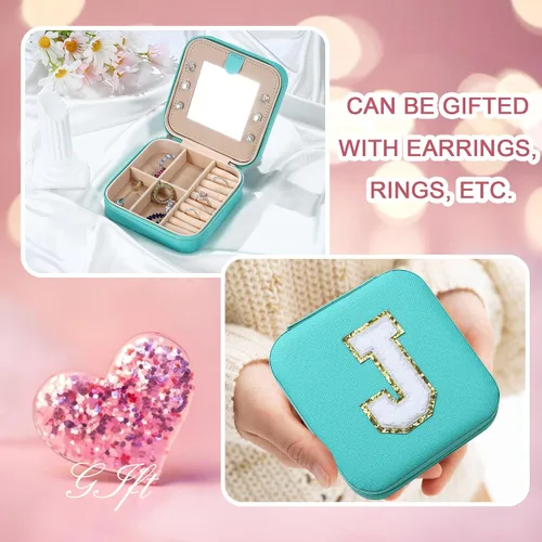 Miniatura 7 de Parima Joyero grande para niñas, joyero con inicial de viaje para niñas Caja organizadora de joyas grande Joyero de viaje organizador de joyero