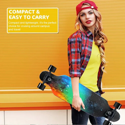 Miniatura 7 de 31" Longboard 7 capas Skateboard Pro Complete Cruiser para crucero, tallado, estilo libre y cuesta abajo con T-Tool