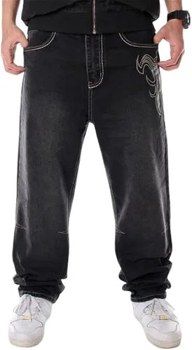 BUYDUAL Men's Baggy Jeans Y2k Loose Fit 90s Hip Hop Vintage Baggy Fit Denim Pants Fashion Dance Skater Skateboard Pants