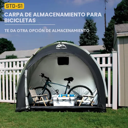 Miniatura 7 de Happy Travel Tienda de campaña de almacenamiento para bicicletas, cobertizos de almacenamiento de bicicletas portátiles para exteriores con tela