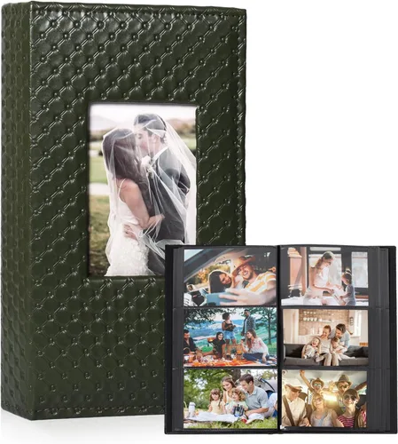 Miniatura 15 de RECUTMS - Álbum de fotos de 4 x 6 pulgadas, 600 bolsillos, páginas interiores negras, piel sintética de grano de botón, para fotos de cumpleaños