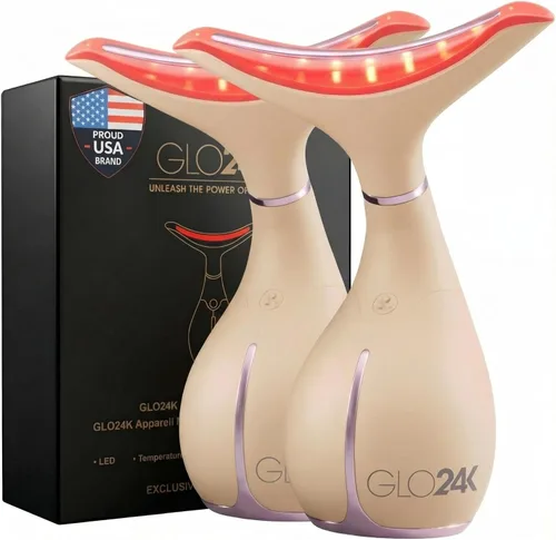 Miniatura 10 de GLO24K Dispositivo de Belleza de 7 Colores – Tecnología de Acción LED Triple y Vibración Facial y Masajeador de Cuello