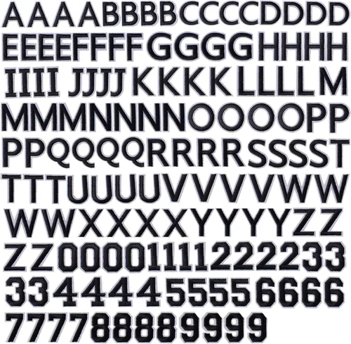 Miniatura 7 de GYGYL - 72 parches de letras y números para planchar, parches de letras blancas del alfabeto bordado de la A a la Z, apliques de números del 0 al 9