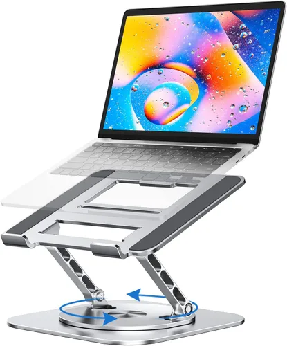 MCHOSE Soporte para laptop con base giratoria de 360°, soporte plegable para computadora ajustable, diseño ergonómico compatible con MacBook Air