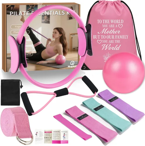 Miniatura 10 de Nuplot Kit esencial de yoga y pilates para mujer, kit de pilates Better Me para entrenamientos en casa con anillo de pilates y juego de pelotas, Rosa