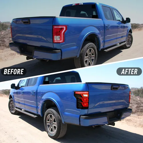 Miniatura 6 de letsdate Luces traseras ahumadas compatibles con camioneta F150 de 13ª generación 2015-2019 halógenas de fábrica solo con animación con luces