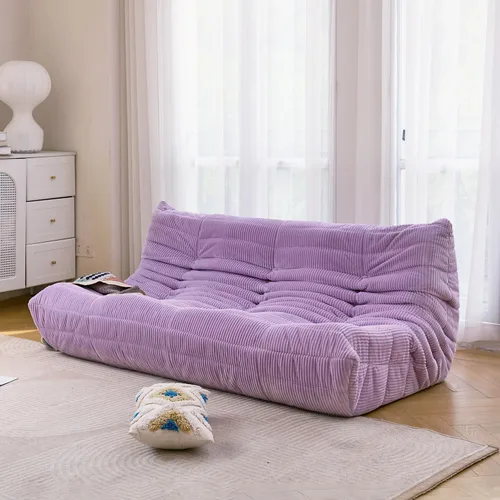 Miniatura 13 de N&V Fireside Sofá de Tres Plazas, Piso de Tamaño Individual Sin Brazos de Mediados de Siglo, Silla de Salón de Piso de Pana Premium Suave, Silla