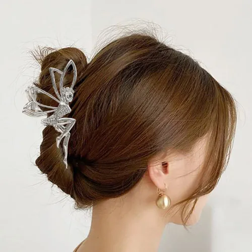 Miniatura 5 de Accesorios para el cabello plateado con diamantes de imitación de hada: horquillas de cristal de elfo, clips de metal y pasadores para niñas