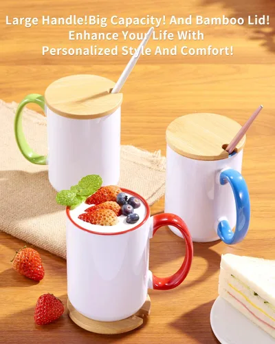 Miniatura 4 de RAINBOWTIE Tazas de sublimación en blanco, tazas de café de sublimación de 11 onzas, taza de cerámica con revestimiento blanco, juegos de tazas