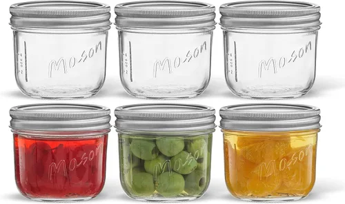 Miniatura 10 de Tarros Mason de 32 onzas con tapas, etiquetas y medidas. Paquete de 6 tarros Mason de boca regular, tarro de vidrio con tapa y banda. Tarros
