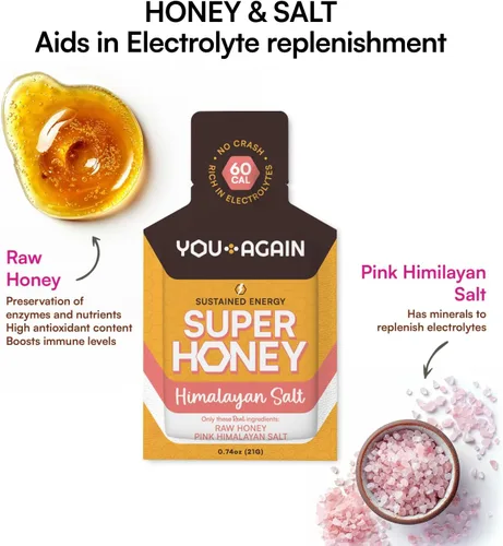 Miniatura 5 de You Again Super Honey Packets Paquetes de gel de energía limpia para entrenamiento Ciclismo, resistencia, gel para correr o refrigerio