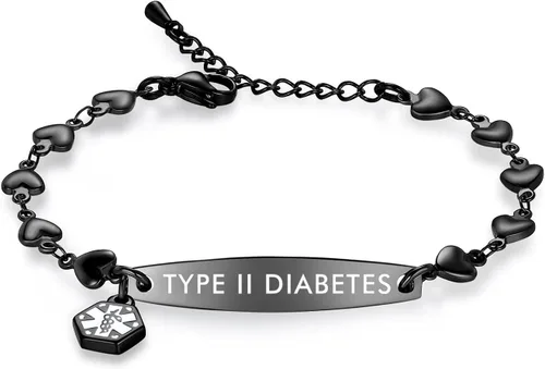 Miniatura 38 de mnmoom Pulseras de alerta médica para mujeres 6.5-8 pulgadas ajustables corazón links pulseras médicas con grabado