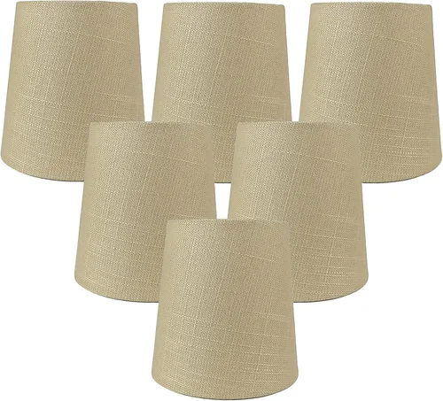 Miniatura 13 de Juego de 2 pantallas de lámpara de araña de lino blanco hueso con clip, 3.5 x 4.5 x 4.5 pulgadas