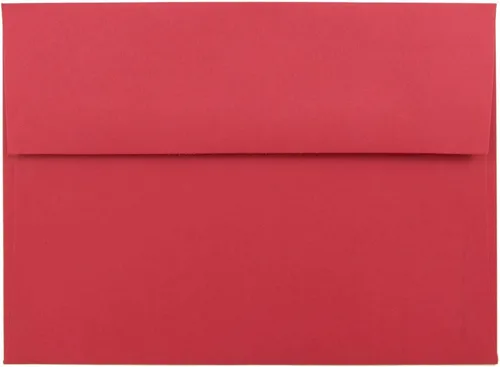 JAM PAPER Sobres de invitación de colores A7 - 5 1/4 x 7 1/4 - Rojo Reciclado - Paquete de 50 (Pack of 50)