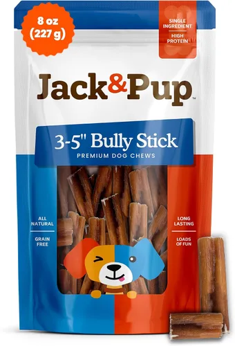 Jack&Pup Palitos de carne de 3 a 5 pulgadas para perros pequeños, bolsa de 8 onzas, poco olor, palitos de larga duración para cachorros y perros