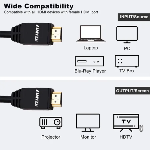 Miniatura 2 de Cable HDMI de 100 pies Aimyzii 4K HDMI 2.0 con refuerzo de señal integrado, soporte 4K 3D 2160P 1080P HDCP2.2 Ethernet ARC y ancho de banda