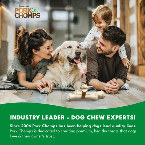 Miniatura 6 de Pork Chomps Masticable para perros de piel de cerdo al horno, nudo de 11 pulgadas, 1 unidad