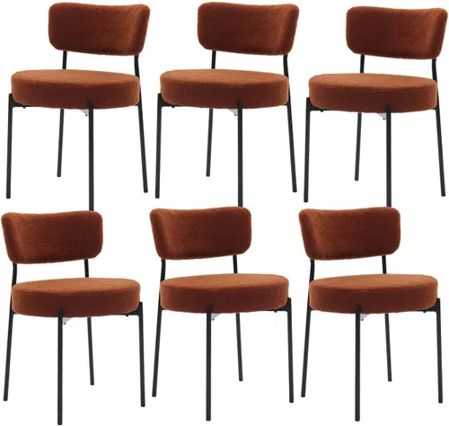 Miniatura 26 de Juego de 2 sillas de comedor negras Stabrech, sillas de comedor con respaldo curvo, sillas de comedor modernas de bouclé tapizadas para la sala