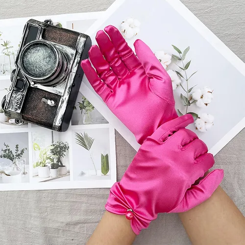 Miniatura 17 de Vestido de novia de satén para mujer, fiesta de ópera, guantes de los años 20, guantes hasta la muñeca