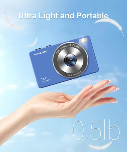 Miniatura 5 de Cámara digital 4K, cámara VITALUXE FHD para niños, enfoque automático real de 13MP 16x zoom, pantalla LCD de 2.83 pulgadas, cámara compacta pequeña