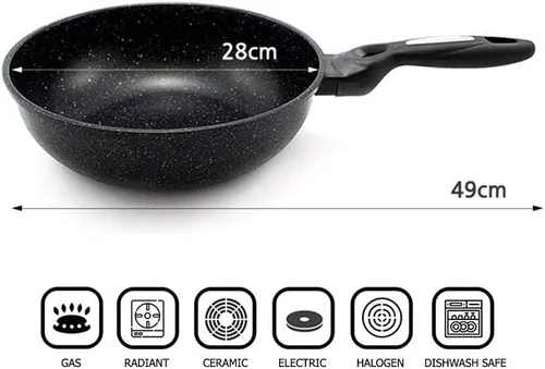 Miniatura 2 de Wok antiadherente de aluminio fundido recubierto de mármol (11.0 in)