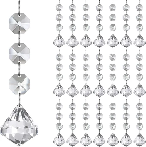 Miniatura 16 de Jishi 30 piezas de adornos de copo de nieve de cristal para decoración de árbol de Navidad, adornos de copo de nieve de acrílico transparente