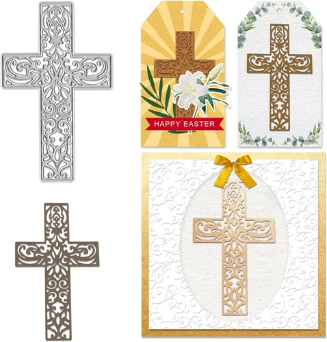 Hying Troqueles de corte cruzado simétricos de Navidad para hacer tarjetas, plantillas de metal troqueladas con marco cruzado para manualidades de