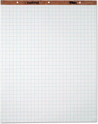 Bloc de papel para rotafolio, 3 orificios, 27 x 34 pulgadas, color blanco, 50 hojas por bloc, de TOPS, 1-Inch Grid