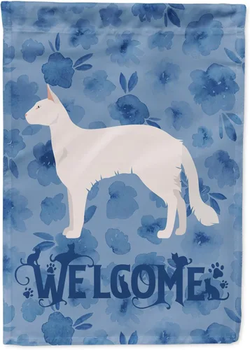 Miniatura 244 de Caroline's Treasures CK4813CHF - Bandera de bienvenida con gato abisinio azul, manga grande, para porche, para colgar en la pared, poliéster