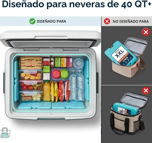 Miniatura 3 de Kona - Paquetes refrigerantes, no requieren hielo, reutilizables, de larga duración (-5C), grandes y delgados, se congelan en 25 minutos.