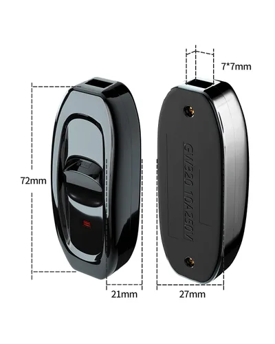 Miniatura 7 de Interruptor de electrodomésticos, botón de encendido/apagado, lámpara de mesa, luz de escritorio, interruptor de cable en línea, 250 V, 10 A, negro